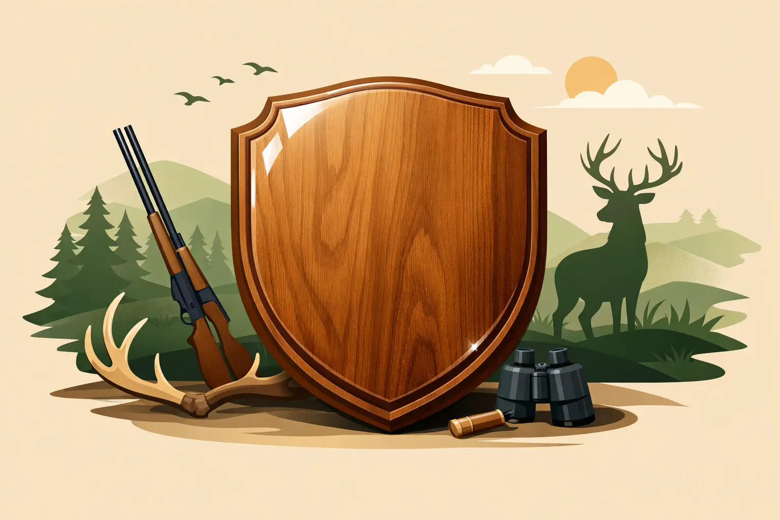 Clear Glaze Finish Wood Plaque for Hunters