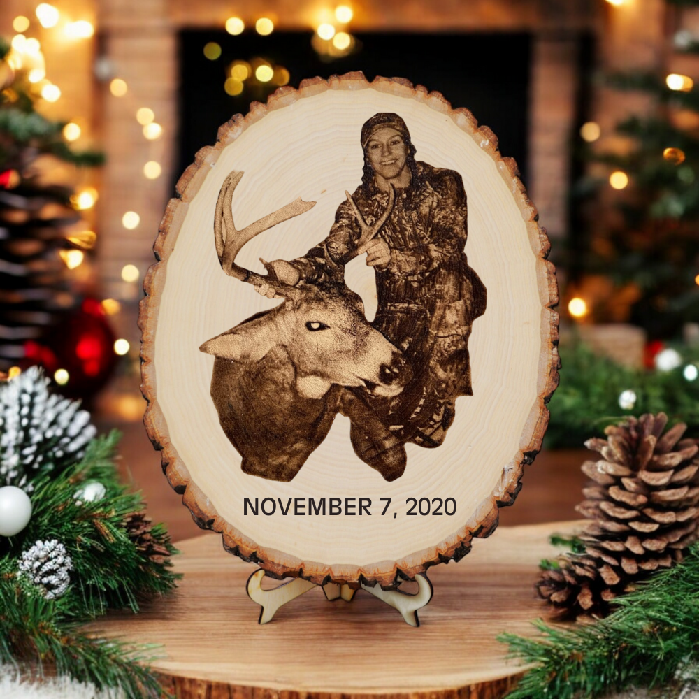 Laser Engraved Wood Plaque | Personalized Hunting Gift | Stand Included