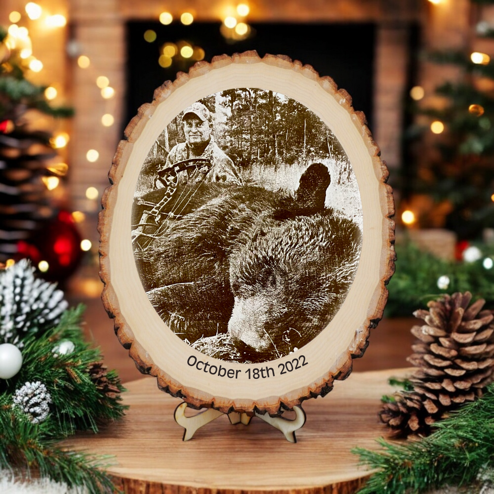 Laser Engraved Wood Plaque | Personalized Hunting Gift | Stand Included