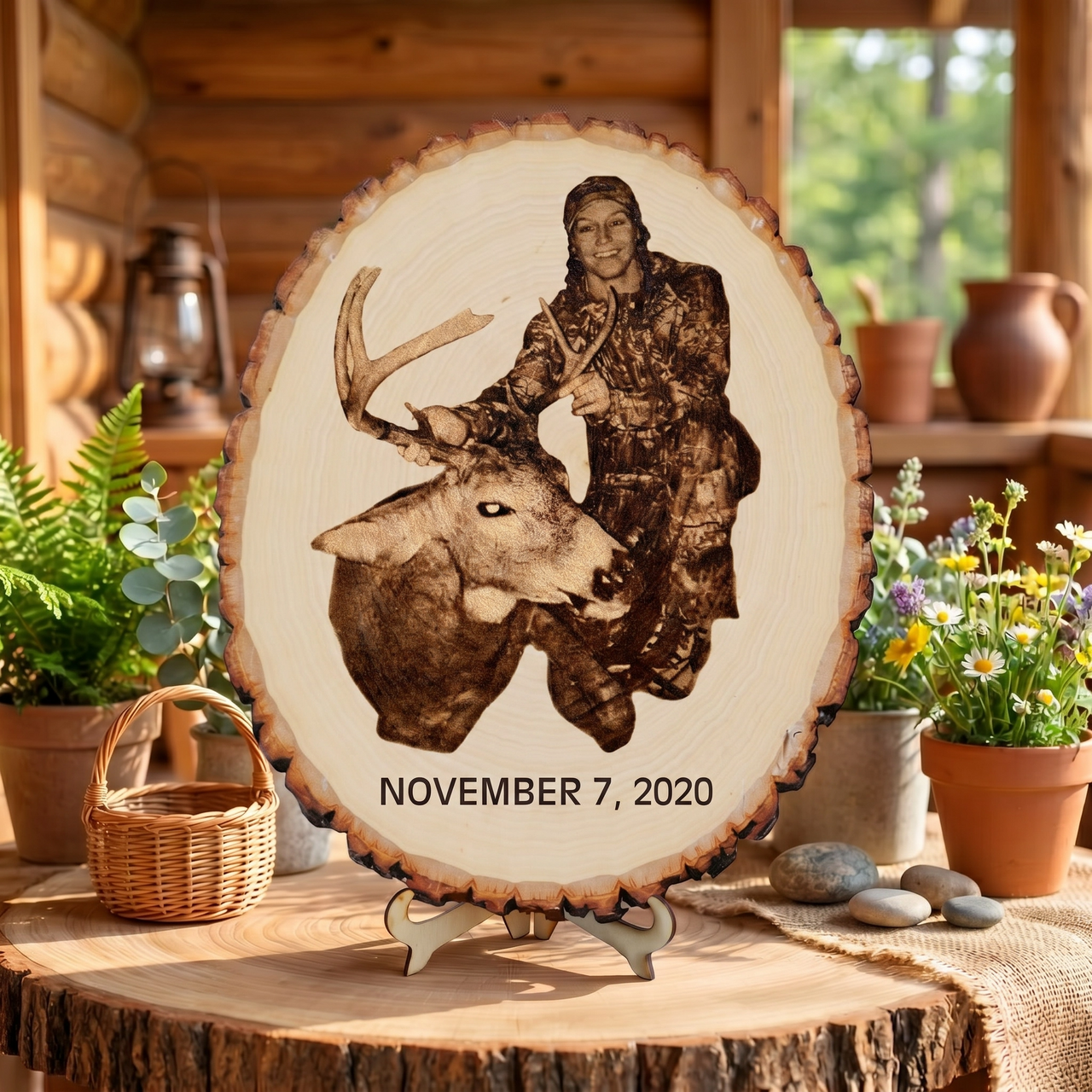 Laser Engraved Wood Plaque | Personalized Hunting Gift | Classic Bold Edition