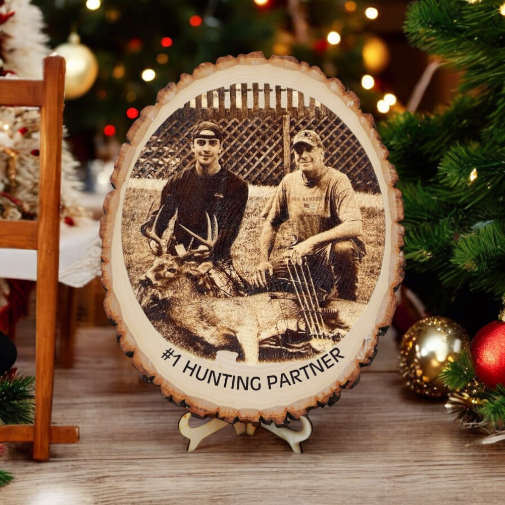 Laser Engraved Wood Plaque | Personalized Hunting Gift | Stand Included