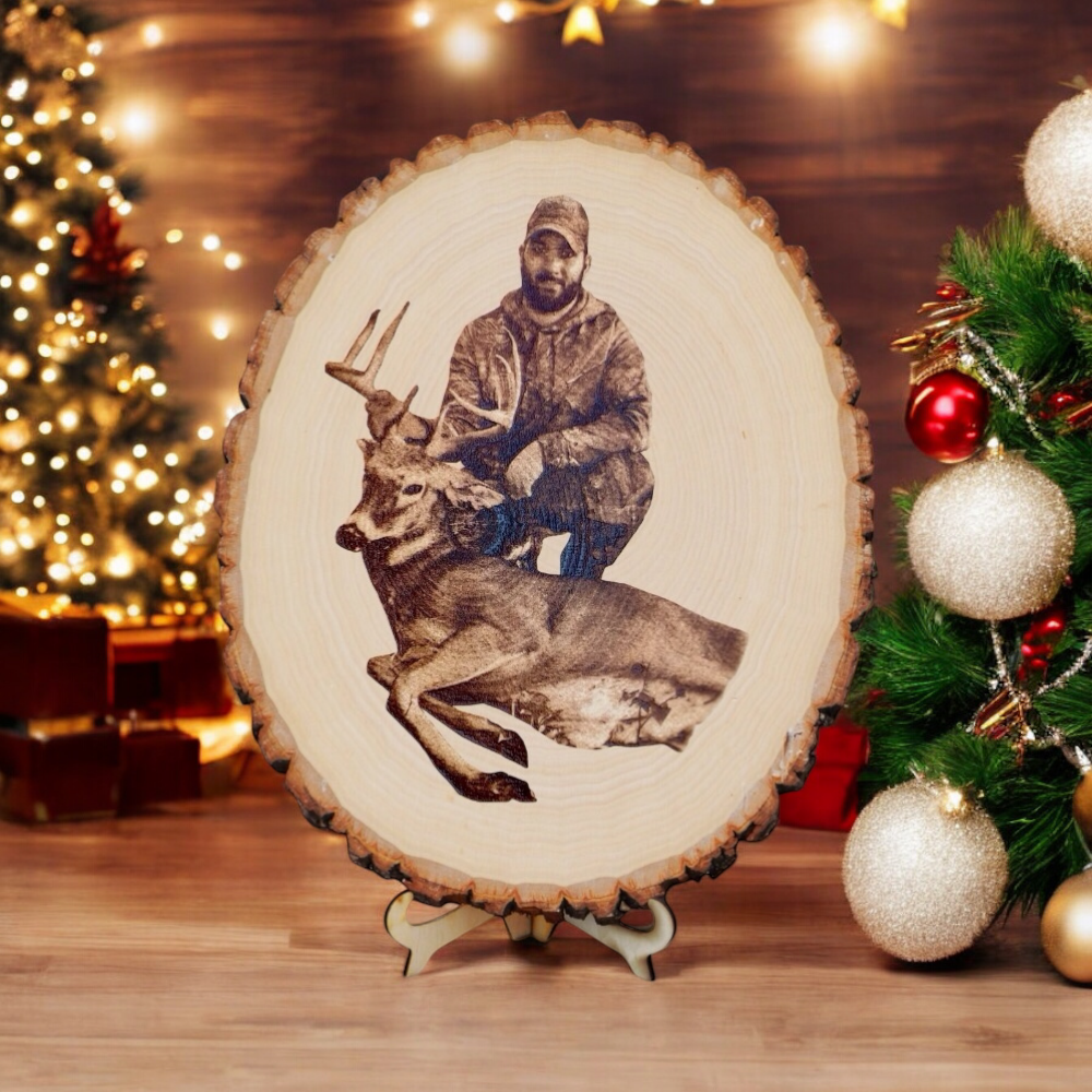 Laser Engraved Wood Plaque | Personalized Hunting Gift | Stand Included