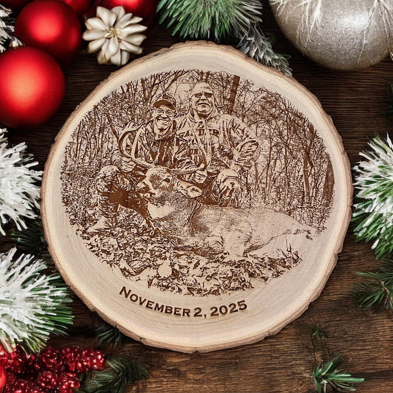 Engraved Photo Log Plaque Sign | Wall Mount Included