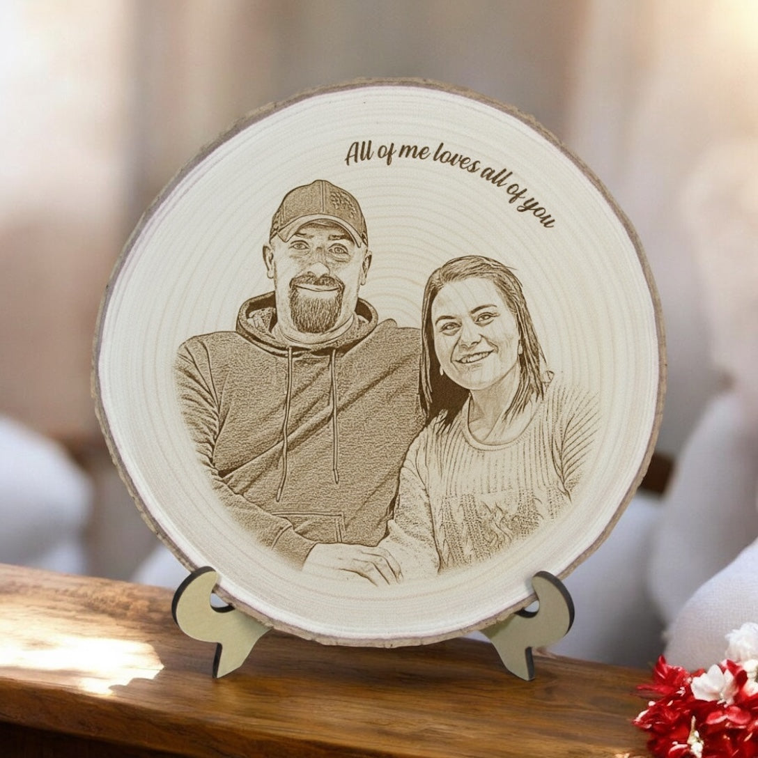 Laser Engraved Wood Plaque | Personalized Valentines Day Gift | Illustrative Edition