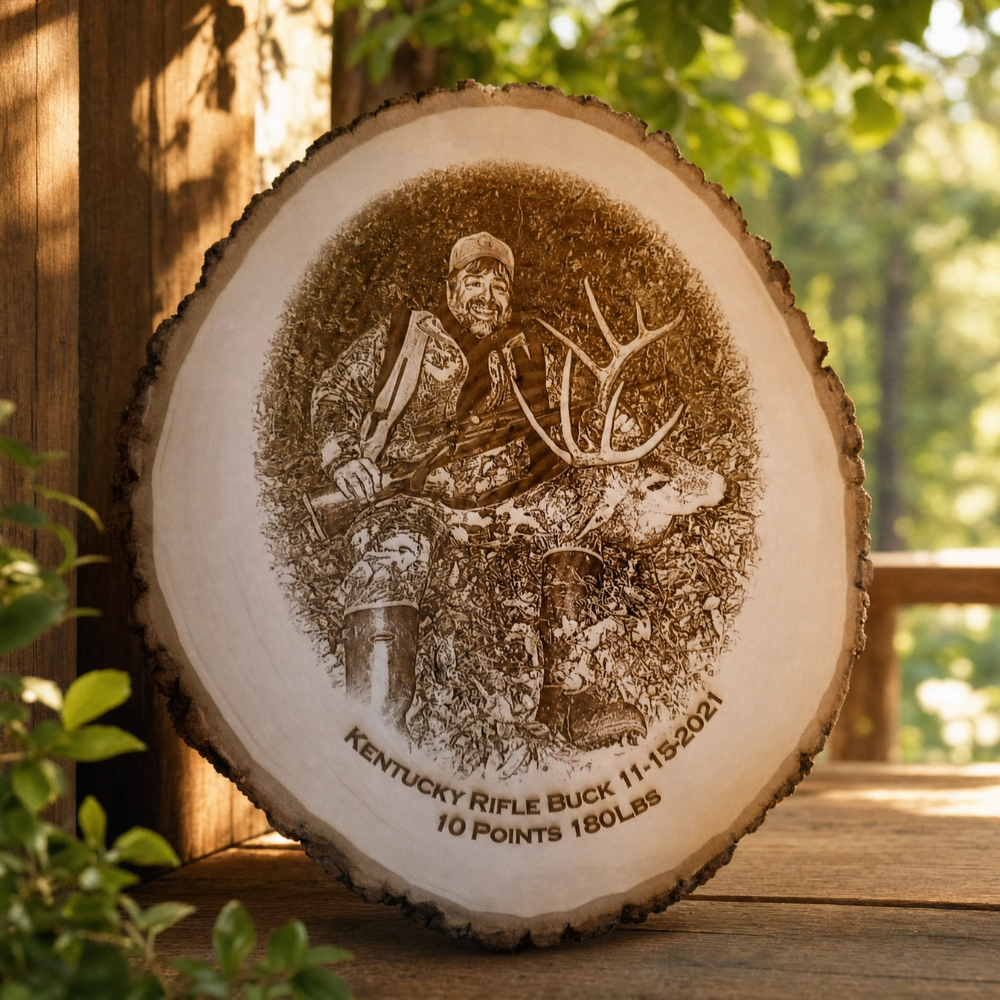 Laser Engraved Wood Plaque | Personalized Hunting Gift | Illustrative Edition