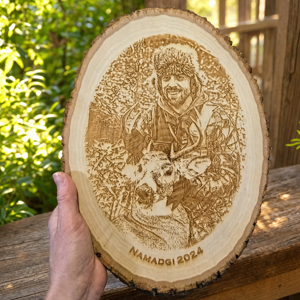Laser Engraved Wood Plaque | Personalized Hunting Gift | Illustrative Edition