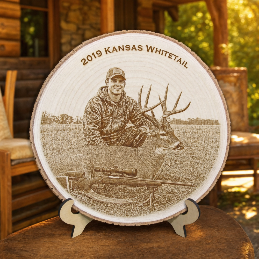 [NEW] Laser Engraved Paulownia Wood Plaque | Personalized Hunting Gift | Illustrative Edition