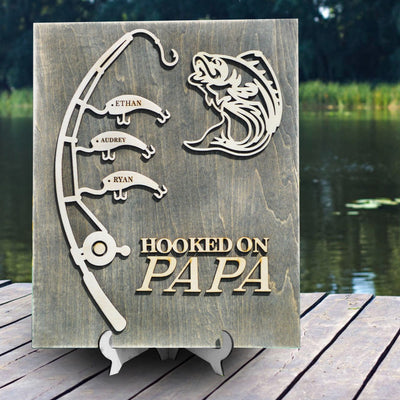 Hooked On Papa Personalized Plaque Sign