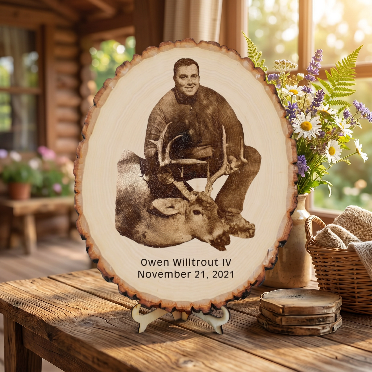 Laser Engraved Wood Plaque | Personalized Hunting Gift | Classic Bold Edition
