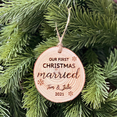 First Christmas Married Custom Christmas Ornament - My Outdoor Dad