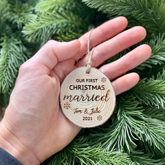 First Christmas Married Custom Christmas Ornament - My Outdoor Dad