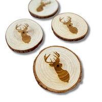 Thumbnail for Deer Head Engraved Wood Coaster Set - My Outdoor Dad