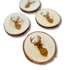 Deer Head Engraved Wood Coaster Set - My Outdoor Dad