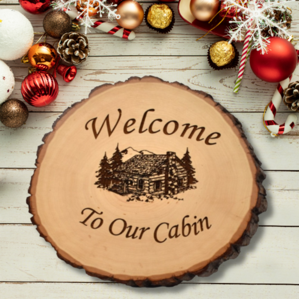 Welcome To Our Cabin Wood Plaque Sign - My Outdoor Dad