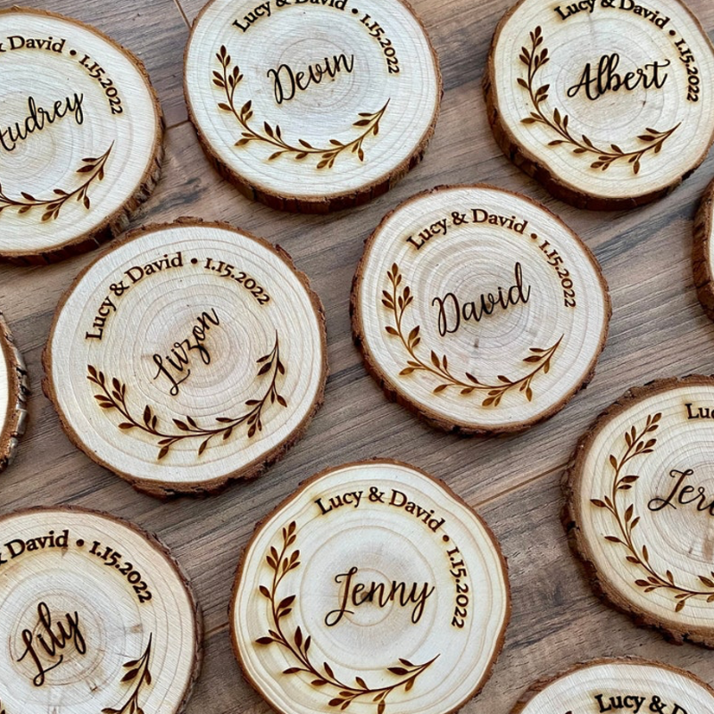 Custom Wood Slice Wedding Favors - My Outdoor Dad