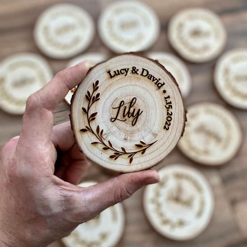 Custom Wood Slice Wedding Favors - My Outdoor Dad