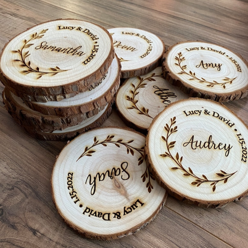 Custom Wood Slice Wedding Favors - My Outdoor Dad