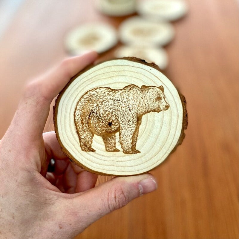 Bear Engraved Wood Coaster Set - My Outdoor Dad