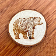 Bear Engraved Wood Coaster Set - My Outdoor Dad