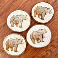 Thumbnail for Bear Engraved Wood Coaster Set - My Outdoor Dad