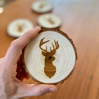 Thumbnail for Deer Head Engraved Wood Coaster Set - My Outdoor Dad