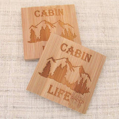 Cabin Life Engraved Bamboo Coasters - My Outdoor Dad